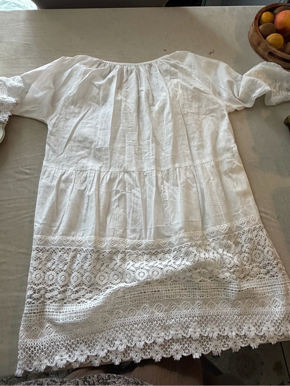 Women’s White Lace-Trim Peasant Tunic - Picture 13 of 16